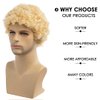 Wiwige Blonde Afro Wig for Men Short Curly Halloween Disco Rock Wig Heat Resistant Synthetic Wigs with Wig Cap