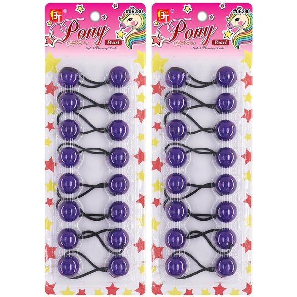 16 Pcs 20mm Hair Ties Hair Accessories for Girls Pearl Color Hair Ties with Balls Bubble Twinbead Ponytail Holders (Indigo)
