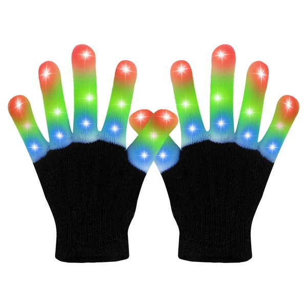 WEICHUANGXIN LED Gloves,Cool Toys Kids Christmas Gifts Light Up Gloves Finger Lights Flashing LED Gloves Colorful Flashing Gloves Kids Toys for Christmas Halloween Party Favors,Gifts(S)