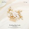 Jeairts Flower Wedding Hair Comb Glod Pearl Hair Pieces Leaf Headpiece Bridal Hair Accessories for Women
