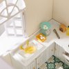 Keldoner Wooden Dollhouse Furniture 1 12 Scale, Doll House Furniture Toys for Dollhouse Kitchen Incl Cabinets Kitchen Island Refrigerator Stand Nixer, Miniture House Furniture and Accessories