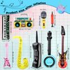 18 Pcs Inflatable Rock Star Instrument Set Include Inflatable Microphone 2 Inflata Guitar 1 Mobile Phone Recorder Piano Saxophone Bass 4 Lute with 1 Pump for 80s 91s Themed Birthday Party Decorations