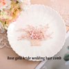 Yokawe Bridal Wedding Hair Comb Rose Gold Crystal Bride Side Combs Flower and Pearl Hair Accessories for Women and Girls