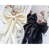 2Pcs Silky Satin Hair Bows for Women Hair Ribbons for girl bow hair clip Oversized Long Tail Hair Bow with Metal Clips Bowknot Aesthetic Hair Accessories(Black+Beige)