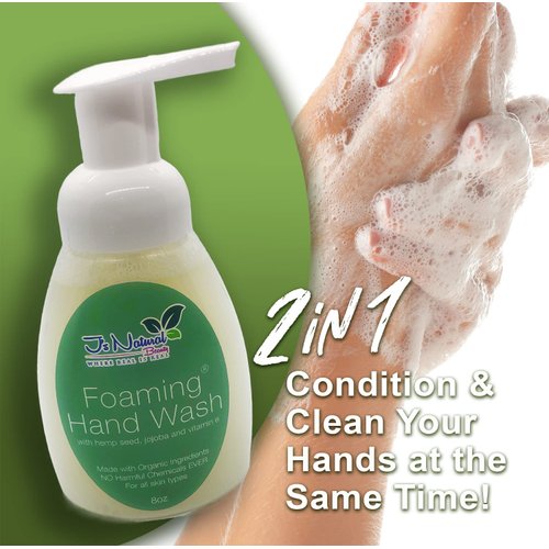 J'S NATURAL BEAUTY WHERE REAL IS REAL All Natural Foaming Hand Soap with Organic Ingredients. Totally Vegan/with Jojoba