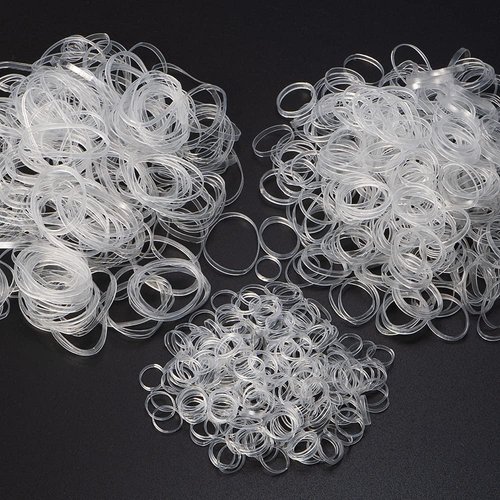 Minihope Mini Rubber Bands Soft Elastic Bands Clear Polyband Elastics 1000 Count for Women Kids Braids Hair Clear - Fine Hair Pain-Free