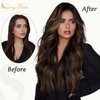 Sunny Wire Hair Extensions Real Human Hair Brown Ombre Fishing Wire Human Hair Extensions Darkest Brown to Medium Brown Balayage Invisible Wire Hair Extensions Brown Long Hair Extensions 20In 100G