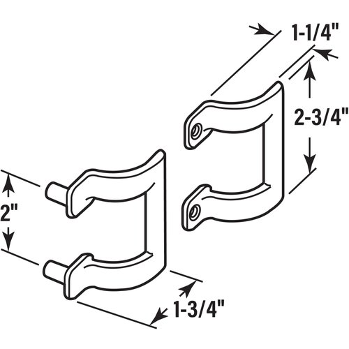 Prime-Line M 6159 Diecast Shower Door Handle Set for Shower Doors or Tub Enclosure, 2” Hole Center, Brass (Single Pack)