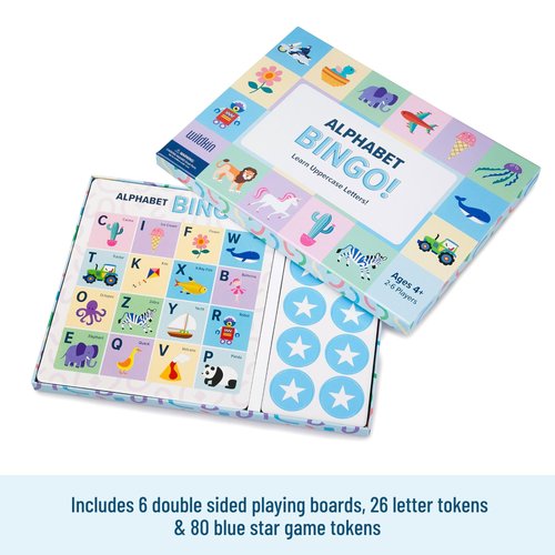 Wildkin Alphabet Bingo: Fun ABC Learning Game for Kids, Boost Memory & Learning for Boys and Girls, 2-6 Players Educational Bingo Adventure, Explore and Enjoy Alphabet Bingo Game Cards!