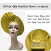 Nigerian for Women Turban Head Wrap African Gele Headties Femme Handmade Sewing Fashion Head Tie for Party (Yellow)