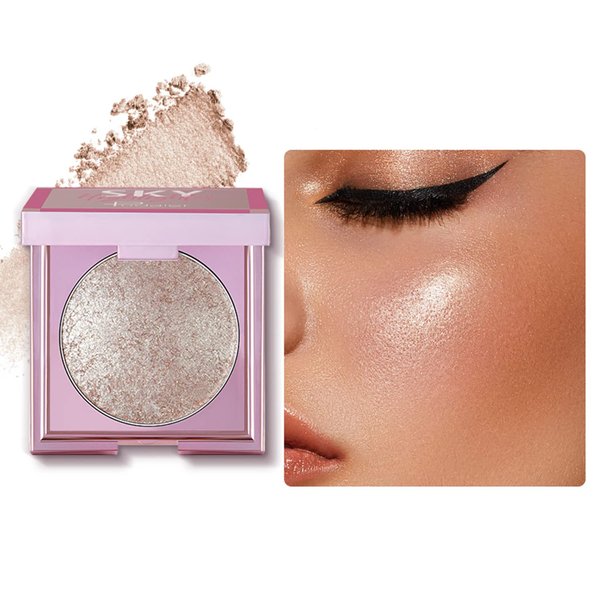 MAEPEOR Face Highlighter Palette 8 Colors Smooth Shimmer Highlighter Palette Longlasting Shiny Face Illuminator Highlighter Makeup (05 Champagne Powder)