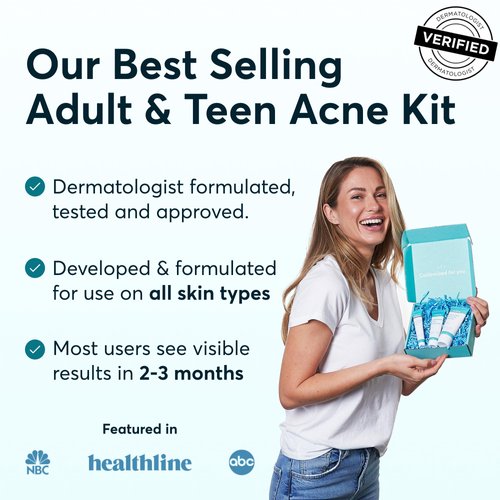 MDacne 3 Step Benzoyl Peroxide Acne Treatment Kit - Benzoyl Peroxide Cream 2.5%, Salicylic Acid Cleanser, Niacinamide Moisturizer – Medicated Plant-Based Kit for Adult & Teen Acne, 30 Day Acne Kit