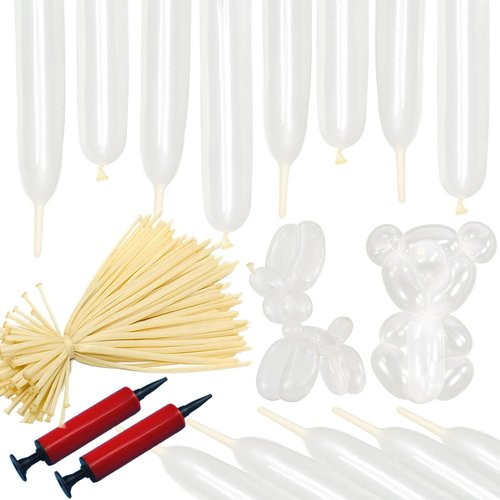 FBQ 200 Pcs Transparent Long Balloons Magic Balloons Latex Balloons Twisting Balloons Animal Model Balloons Birthday Party Wedding Party Arch Balloon Decorations