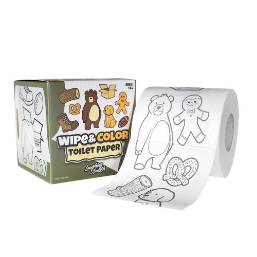 Laughing Smith Funny Toilet Paper Novelty Tissue Roll with Cute and Funny Shapes Printed on Every Sheet - Wipe & Color Funny Toilet Paper - Perfect for Practical Jokes & Gag Gifts!