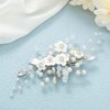 Latious Wedding Bridal Hair Clip Silver Flower Bride Hair Barrette Rhinestones Hair Clips Pearl Hair Piece Bridesmaids Hair Accessories for Women and Girls