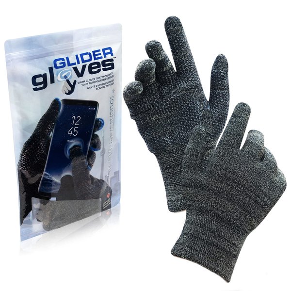 GliderGloves W15-9540M-BLCK-L Mens Texting Gloves. Warm Smartphone Gloves with Anti-Slip Grip, Insulated Layers & Full Hand Conductivity. Winter Style Black Touch Screen Gloves Women, Touchscreen Gloves Men