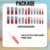 IMSOHOT Square Press on Nails Extra Long Fake Nails French Tips Acrylic False Nails with Blue Red Bubbles Gradient Designs Rhinestone Full Cover Glossy Glue on Nails 24Pcs