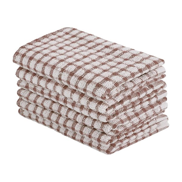 uxcell Cotton Terry Small Kitchen Dish Cloth, Absorbent and Quick Drying Cleaning Dish Rags, 15 x 10.5 Inches, Pack of 6, Coffee Color