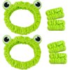 Tihebax 6pcs Skincare Headband Frog Headband for Washing Face Makeup Headband & Wristbands Set Face Wash Headband and Wristbands Cute Spa Headband for Skincare Women Girls Boys Headband Green Frog