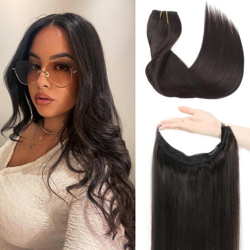 Tinashe Wire Hair Extensions Human Hair Invisible Clip in Hair Extensions Chocolate Brown to Ash Brown and Honey Blonde Secret Headband Wire in Hair Extensions Invisible Hair Wire 18inch 90g