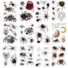 Kotbs 12 Sheets Spider Face Tattoos, Halloween Temporary Spider Decals for Kids and Adults - Realistic Halloween Makeup Stickers for Witch Costume and Party Favors