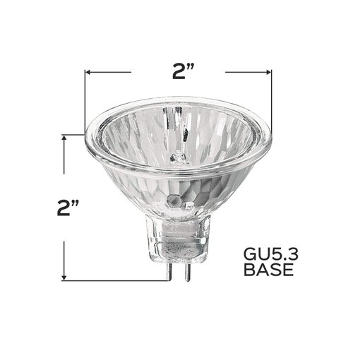 Ironsmith Lighting Products Gu 5.3 Halogen Flood Light Bulbs - Clear Glass Lens, Dimmable ‎2800K ‎Warm White Light, 12 Volts 50 Watts Halogen Lamp, For Recessed & landscape Lighting - Pack of 10