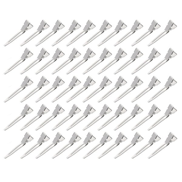 Mini Skater 50Pcs Metal Duck Bill Hair Clips 1.77Inch Small Alligator Clips for Women Retwisting Locs Pin Curls DIY Hair Bows Crafts Sewing Projects