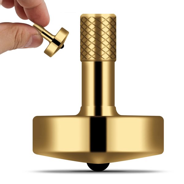 DjuiinoStar Premium Brass Spinning Top: Lengthened Stem, Easy to Twirl for Kids and Adults, High Performance (5-8 Minutes), CNC Machined, Great Time Killer, EDC Fidget Toy DST-805