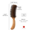 Boar Bristle Hair Brush [ Made in Japan ] 100% Natural Bristle Hair Brush for Styling, Separating, Shaping and Blow-Drying for Women and Men (Curved Handle)