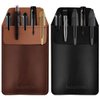 Aidunmis Pocket Protector, 2 Pieces PU Leather Pocket Pen Holder Organizer Pouch for Shirts Lab Coats Pants Pen Sleeve MultiPurpose Pen Pocket Holds Pens Pointers Pencils and Notes Card (Brown, Black)