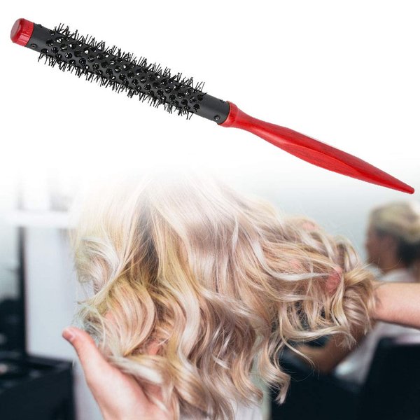Round Styling Hair Brush, Mini Roller Hair Brush, Nylon Bristles Roller Comb Hair Styling Brush Comb with Wooden Pointed Tip Handle for Styling Curling Curly Wavy Thick(12)