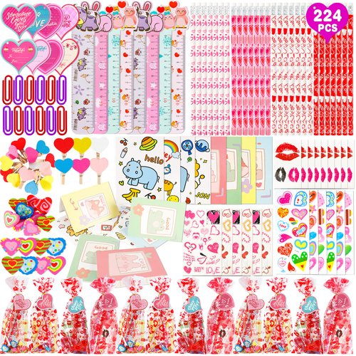 Thuodo 28 Pack Valentines Day Stationery Gifts Card Set for Kids Valentines Day School Classroom Exchange Gifts Party Favors Supplies