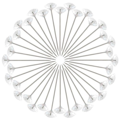 300 pcs Flower Pins Corsages Pins Head Pins Wedding Bouquet Pins Crystal Pins Floral Bouquet Pins Clear Tongcloud (Transparent, 2'')
