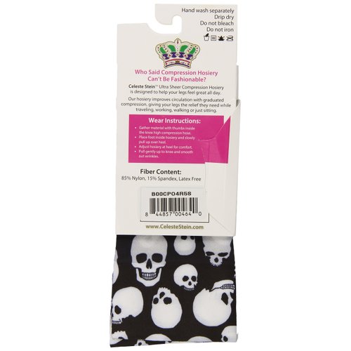 Celeste Stein Therapeutic Compression Socks, Skulls, 8-15 mmhg, 1-Pair