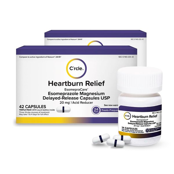EsomepraCare Esomeprazole Magnesium 20 mg Delayed-Release Capsules, Acid Reducer for Frequent Heartburn Relief (84ct)