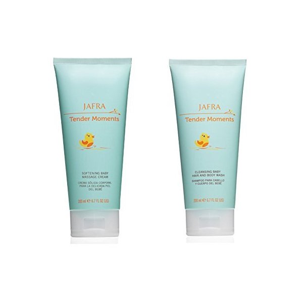 Jafra Tender Moments Hair & Body Wash & Baby Massage Cream 2 Piece Set (Original Scent)