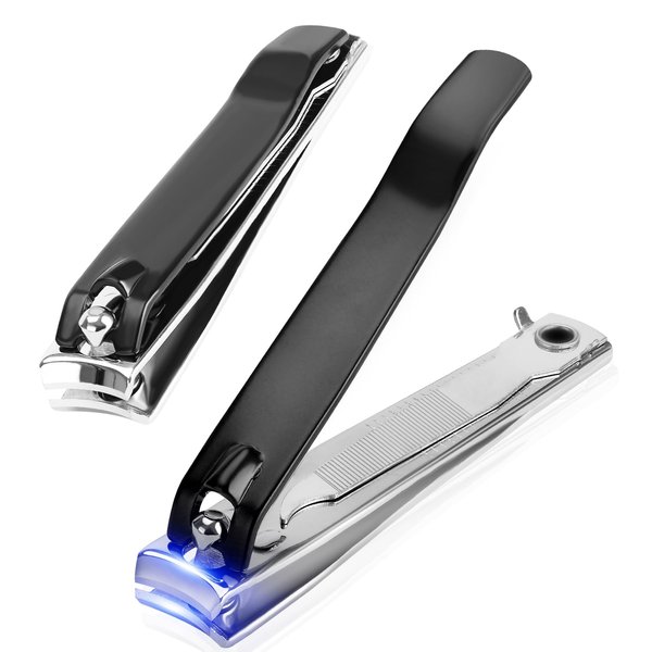 WALACT Sharp Finger Nail Clippers, Ultra Sharp Sturdy Fingernail Toenail Clipper Cutters, Ultra Wide Jaw Opening Nail Clipper Set Toenail Clippers for Thick Nails Cutter for Men & Women(Black)