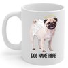 Personalized Name Cream Pug Angel Wings Memorial Coffee Mug - Sympathy Gifts for Dog Lovers White Cup 11 oz