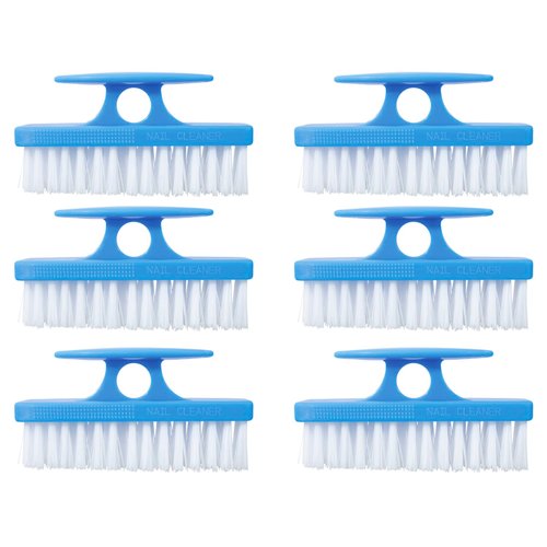 Superio Nail Brush for Cleaning Fingernails, Nail Scrubber Brush, Toe Foot Hands Fingernail Brush Cleaner- Small Scrub Brush- All-Purpose Stiff Cleaning Brush for Home, Kitchen, Work, (6, Blue)