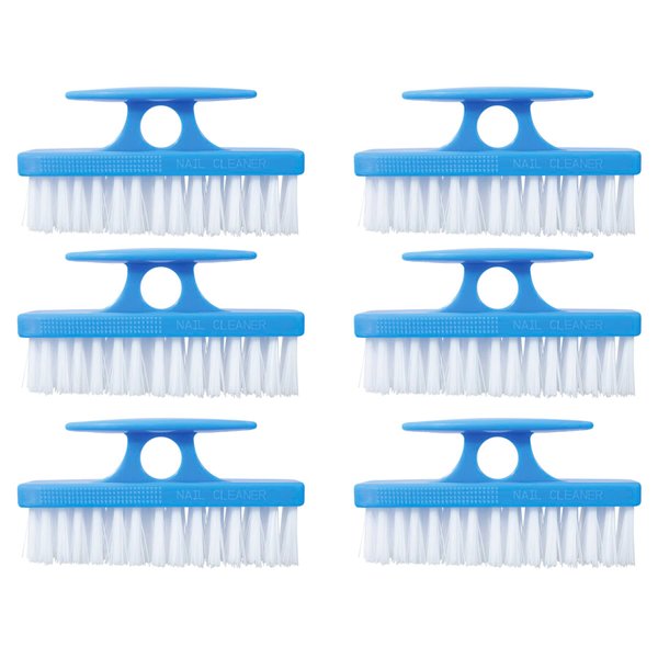 Superio Nail Brush for Cleaning Fingernails, Nail Scrubber Brush, Toe Foot Hands Fingernail Brush Cleaner- Small Scrub Brush- All-Purpose Stiff Cleaning Brush for Home, Kitchen, Work, (6, Blue)