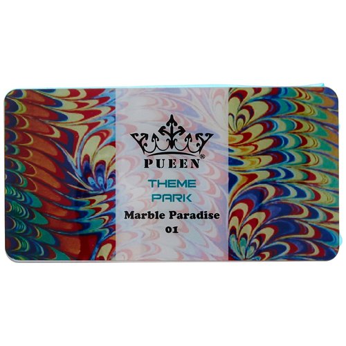 PUEEN Nail Art Stamping Plate - Marble Paradise 01 - Theme Park Collection 125x65mm Unique Nailart Polish Stamping Manicure Image Plates Accessories Kit - BH000715