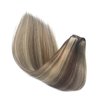 Sew in Hair Extensions Real Human Hair,22 Inch 120G Ash Blonde Balayage Highlights Blonde Hair Extensions Sew in Weft Hair Extensions Human Hair Hand Tied Weft Hair Extensions for Women