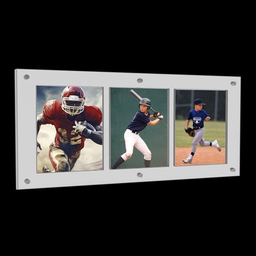 3 Grids Card Display Case, 35PT Acrylic TCG Triple Cards Frames, Magnetic Transparent Card Holder, Clear Card Stands