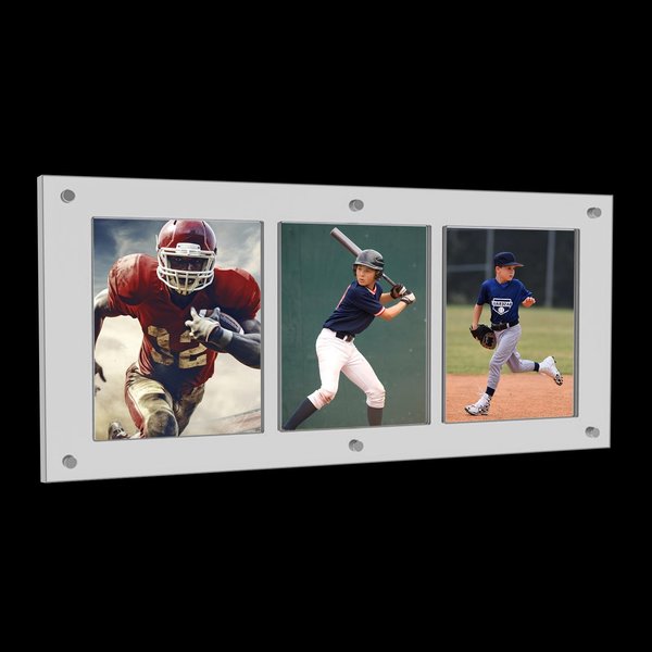 3 Grids Card Display Case, 35PT Acrylic TCG Triple Cards Frames, Magnetic Transparent Card Holder, Clear Card Stands