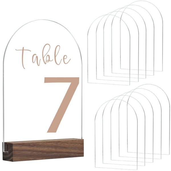 JINMURY 5x7 Inch Blank Clear Arch Acrylic Sign | 10 Pack Round Top Arch Acrylic Sheet 1/8 inch Thick, DIY Acrylic Table Numbers, Arched Wedding Signs, Events& Parties, Wood Base NOT Included