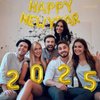 Happy New Year 2025 Balloons Banner, 16 Inch Gold Thickened Foil Mylar Helium Balloons for 2025 New Years Party Decorations New Years Eve Party Supplies Decoracion De Año Nuevo 2025 Balloons | Gold