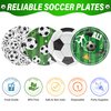 48PCS Soccer Plates 7" Soccer Party Plates Soccer Birthday Plates Disposable Soccer Paper Plates Soccer Birthday Party Decorations Soccer Party Supplies Soccer Dessert Plates for Kids Boys Adults