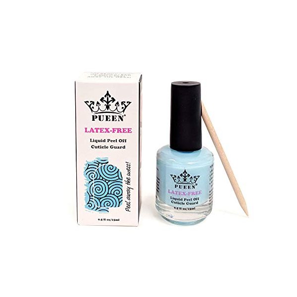 PUEEN New Latex free, Liquid Tape Peel Off Cuticle Guard Skin Barrier Protector Nail Art, Odor Free 15ml, Blue - BH000929