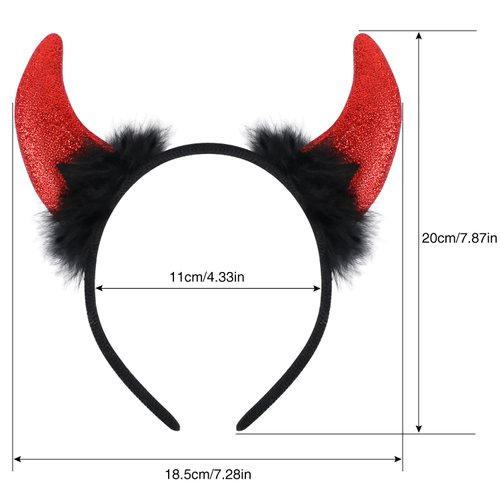 LIYDE Devil Horns Headband, Glitter Devil Ears Headband Devil Costume Accessory Halloween Cosplay Outfit Accessories Party Supplies (Red)