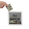 Prinz White Adventure Fund Money Savings Piggy Bank for Adults, Kids Savings Box Change Jar, 6' x 6' Wooden Shadow Box